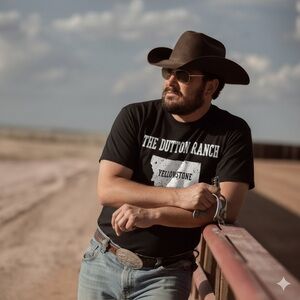 NWT MAP YELLOWSTONE DUTTON RANCH Black Graphic T-Shirt